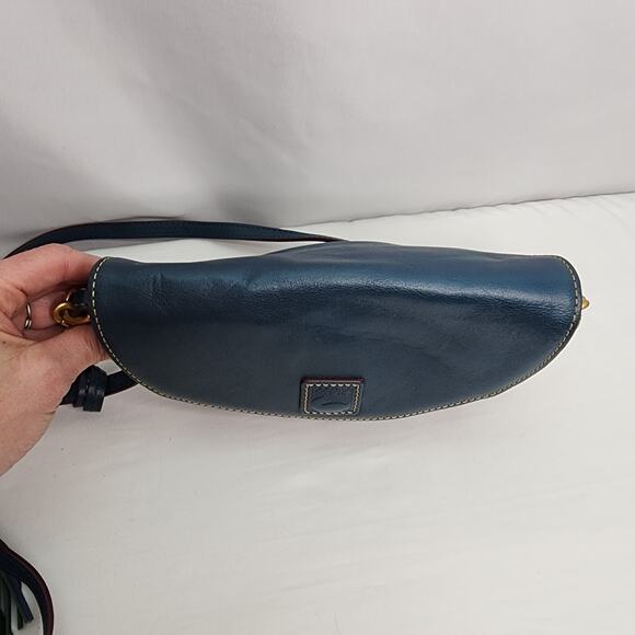 Dooney & Bourke Leather Slate Blue Crossbody Saddle Bag/ Purse Adjustable Strap - Picture 5 of 16